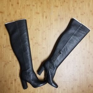 michael michael kors april leather and knit boot